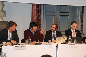 Alfredo delivering a speech at the United Nations Ocean Decade launching event on the importance of empowering early career scientists to steer the global agenda for ocean conservation.